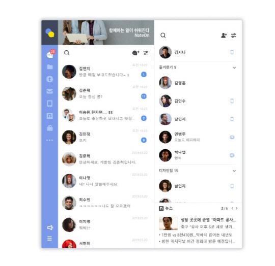 새로워지는 네이트온 PC 디자인.  SK커뮤니케이션즈 제공